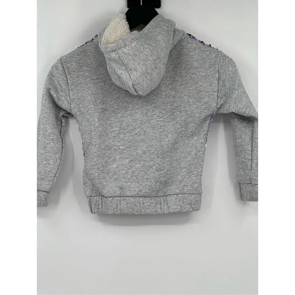 465 Kids by Garanimals  gray sweater hoodie with purple sequins size 5 - Picture 6 of 9
